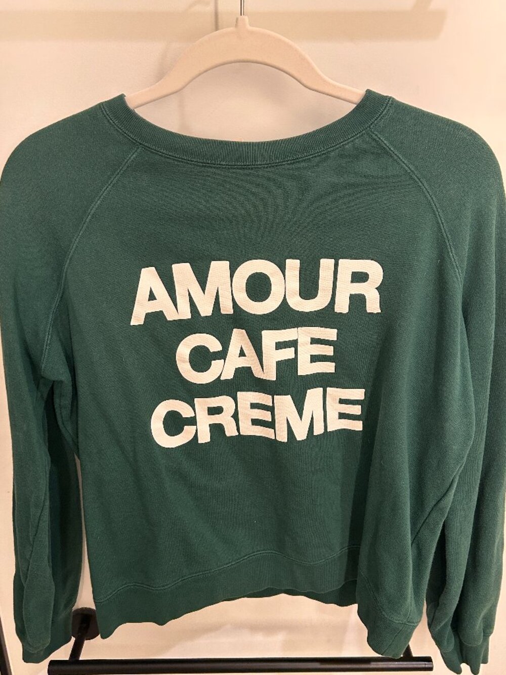 Sezane Amour Cafe Creme Organic Cotton Sweatshirt - XS (fits oversized crop)